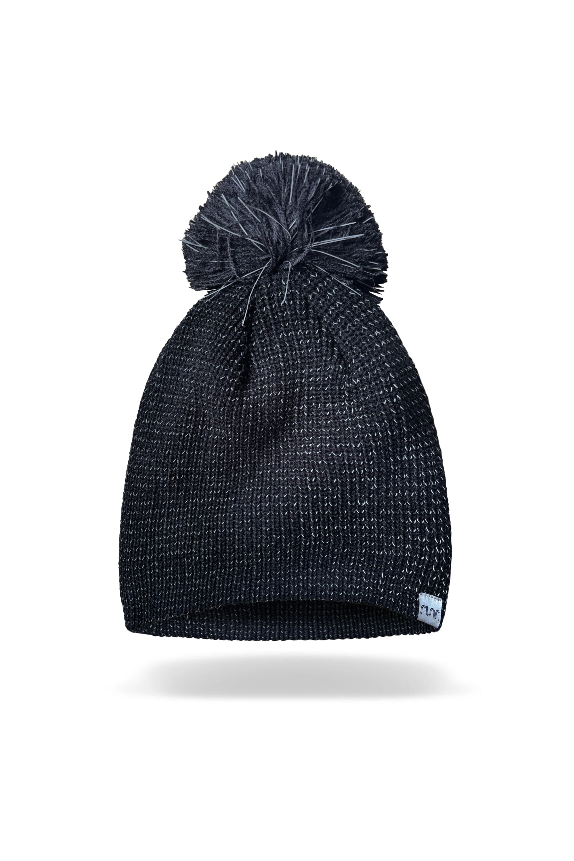 Runr Midnight Black Reflective Bobble Hat