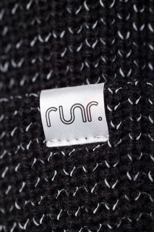 Runr Midnight Black Reflective Beanie Hat