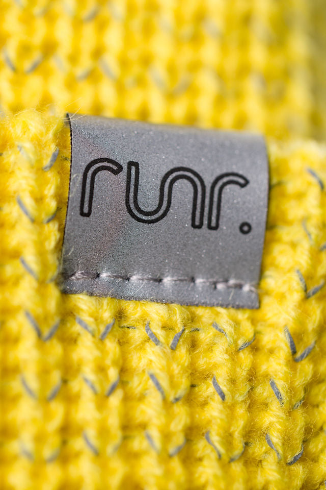 Runr Midnight Yellow Reflective Beanie Hat