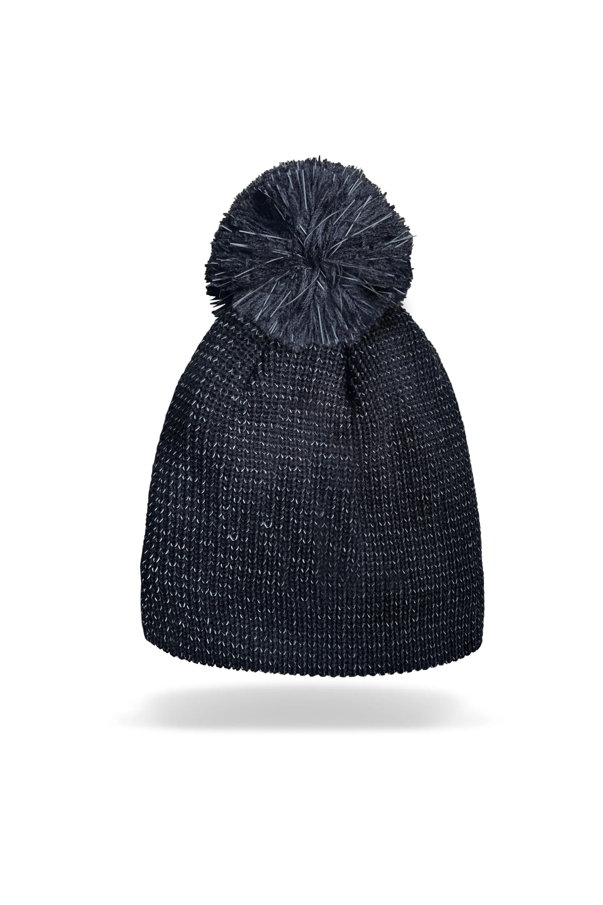 Runr Midnight Black Reflective Bobble Hat