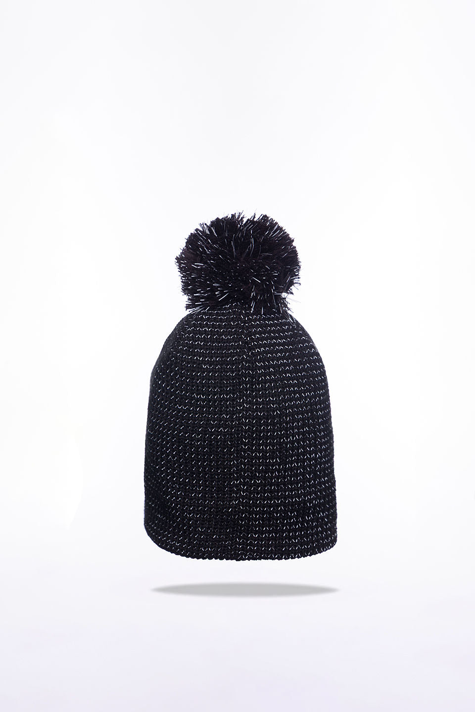 Runr Midnight Black Reflective Bobble Hat
