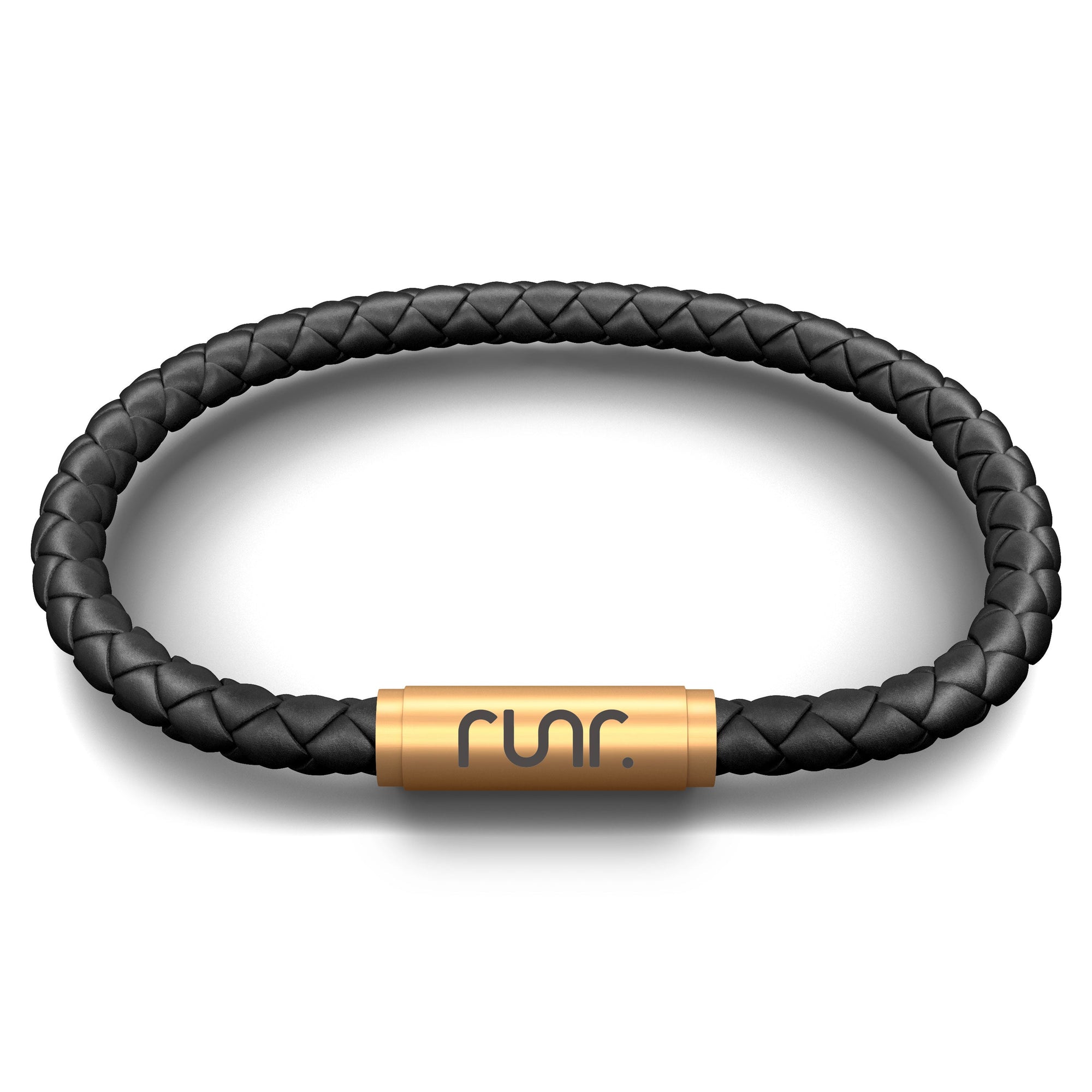 RUNR Napa Leather NOTCH Bracelet - Black with Brass Clasp