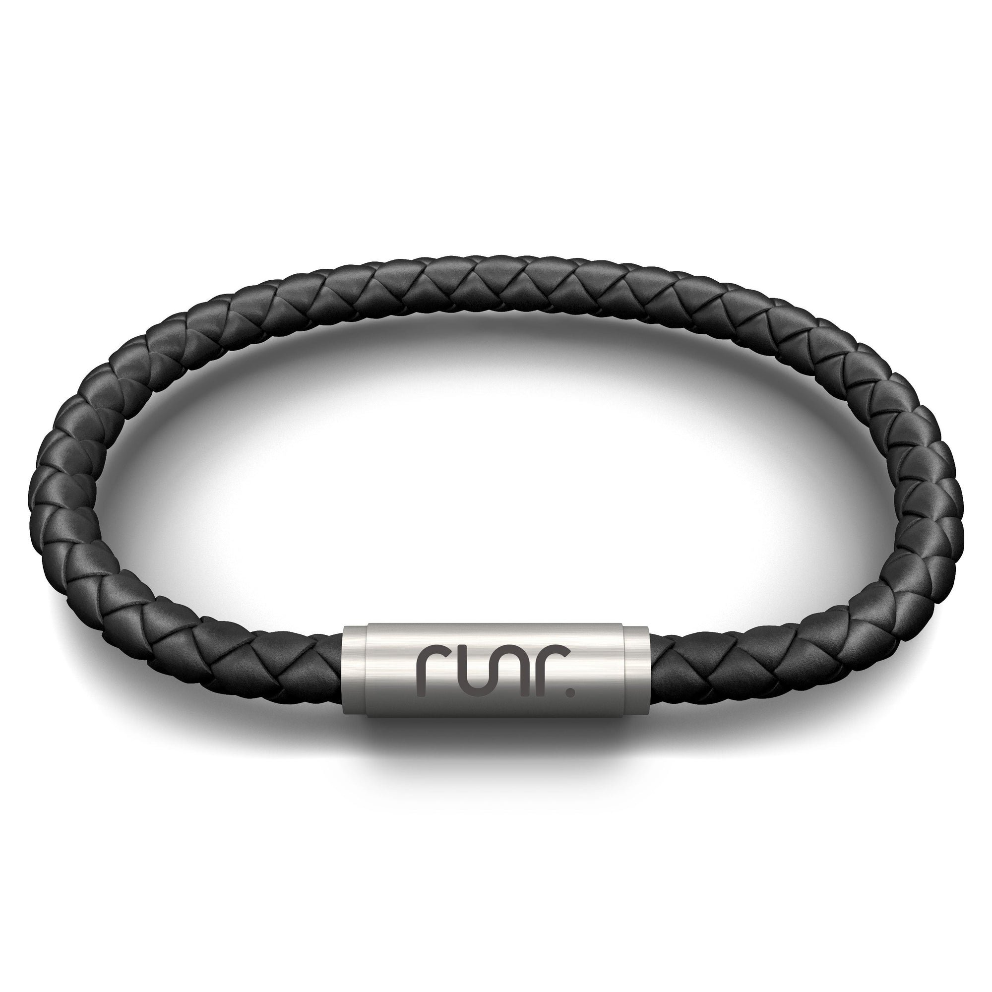 RUNR Napa Leather NOTCH Bracelet - Black with Stainless Steel Clasp