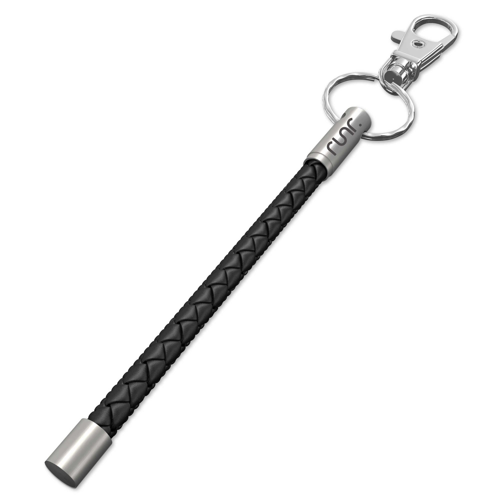 RUNR Leather NOTCH Tale - Black with Stainless Steel Ends