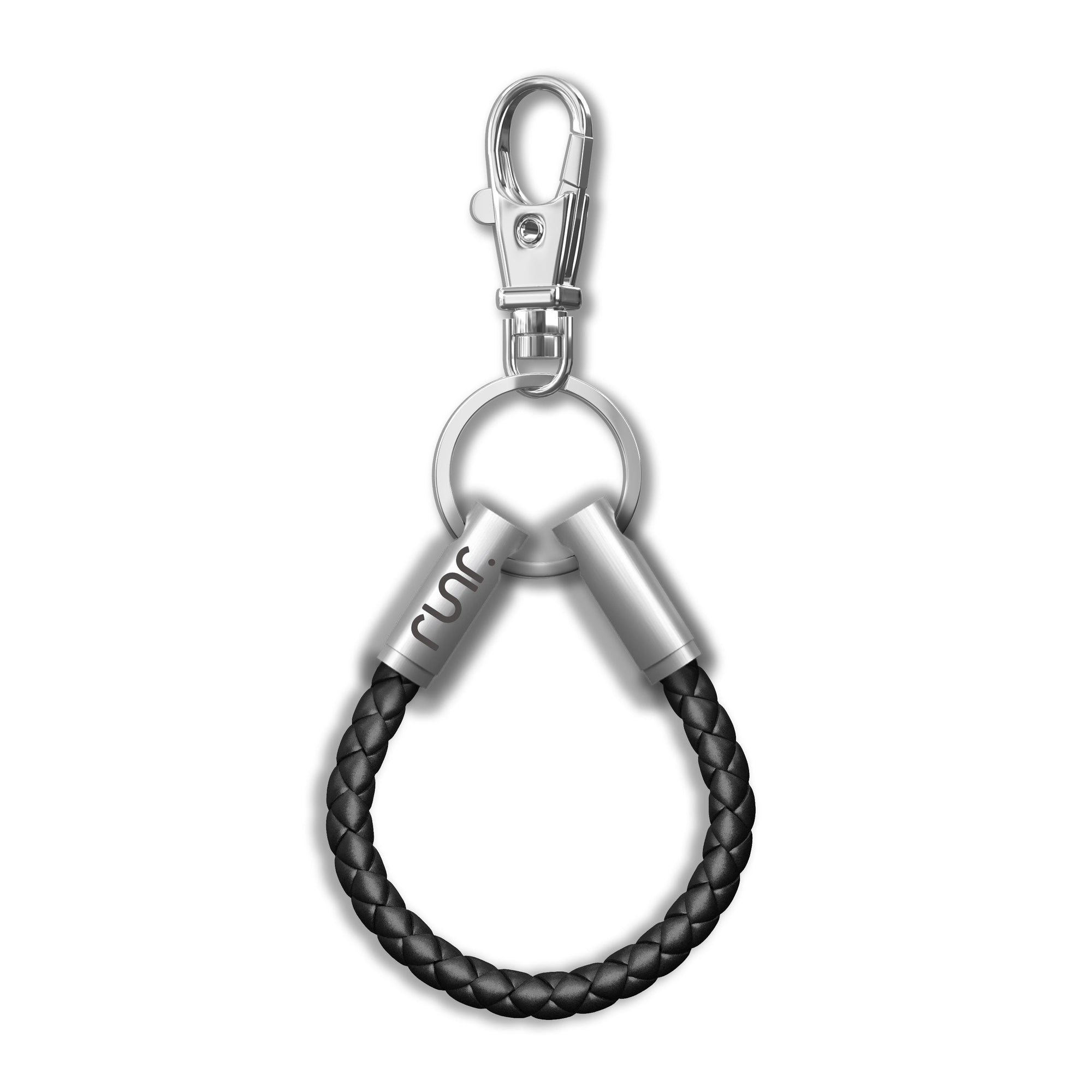 RUNR Leather NOTCH Loop - Black with Stainless Steel Ends