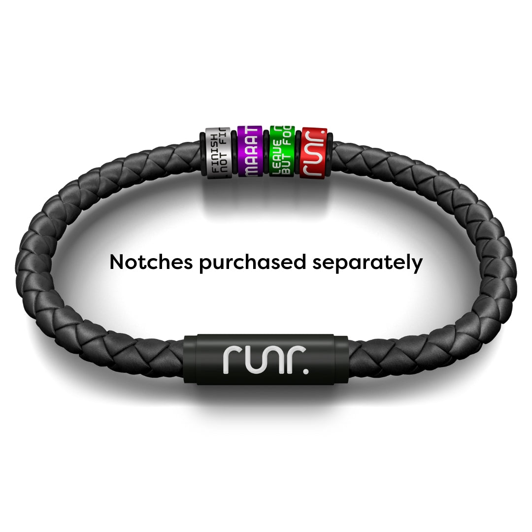RUNR Napa Leather NOTCH Bracelet - Black with Black Clasp