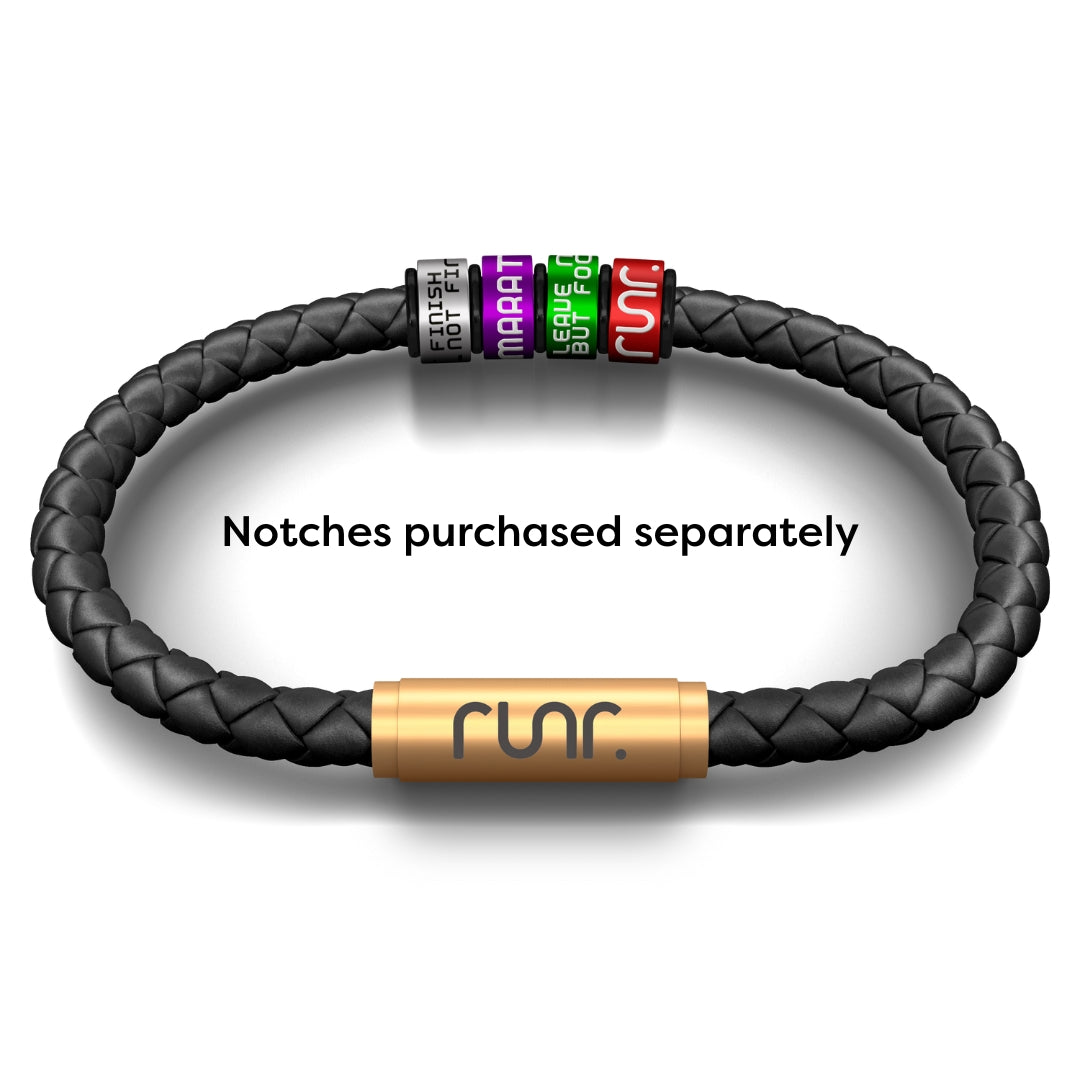 RUNR Napa Leather NOTCH Bracelet - Black with Brass Clasp