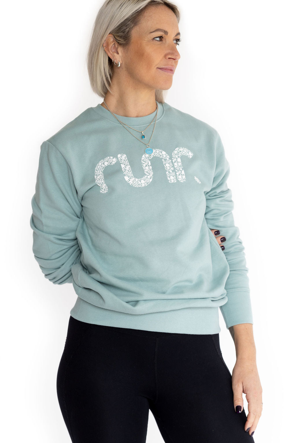 Floral Slate Green Organic Runr Jumper