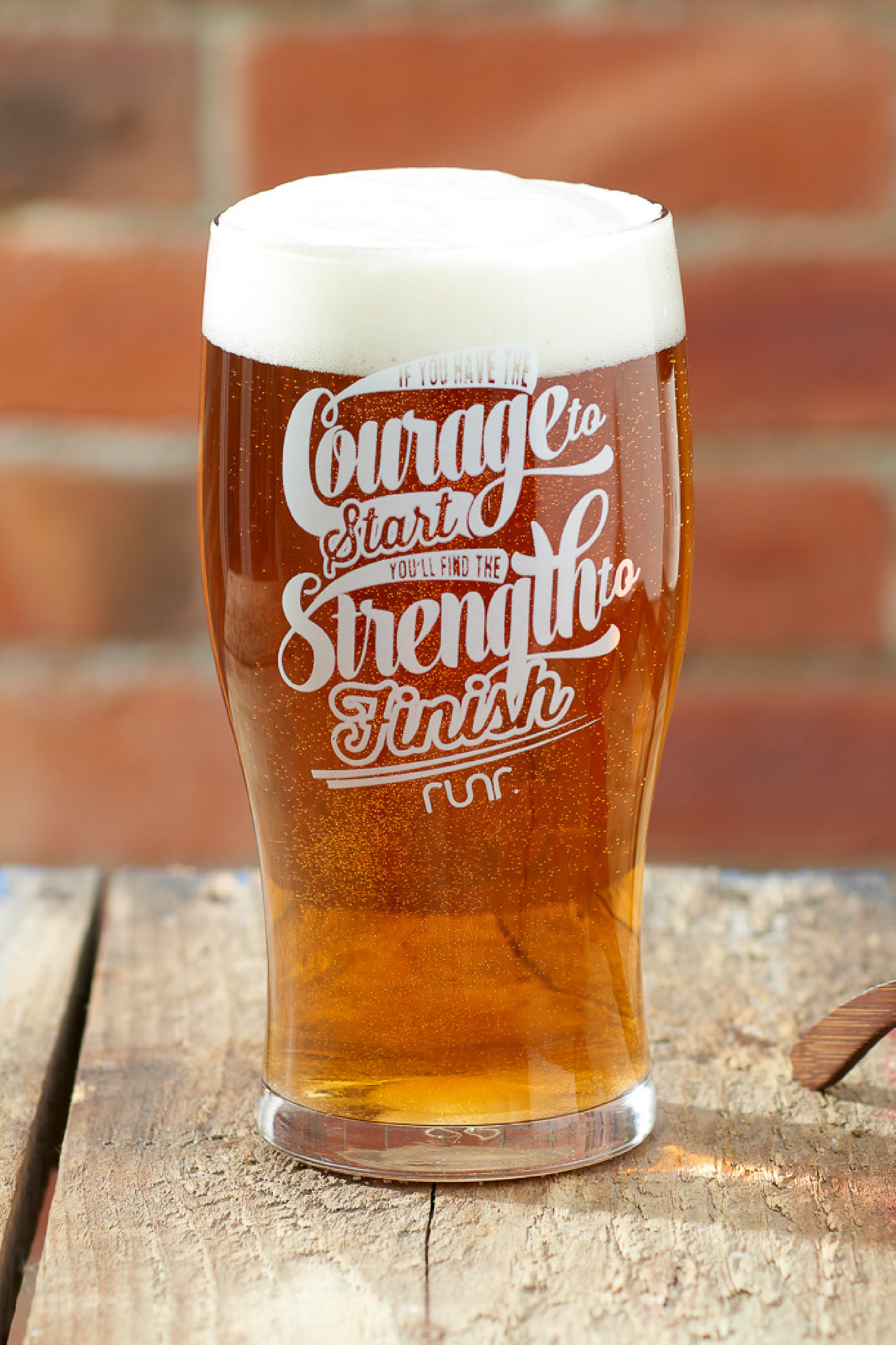 Courage To Start Pint Glass - White