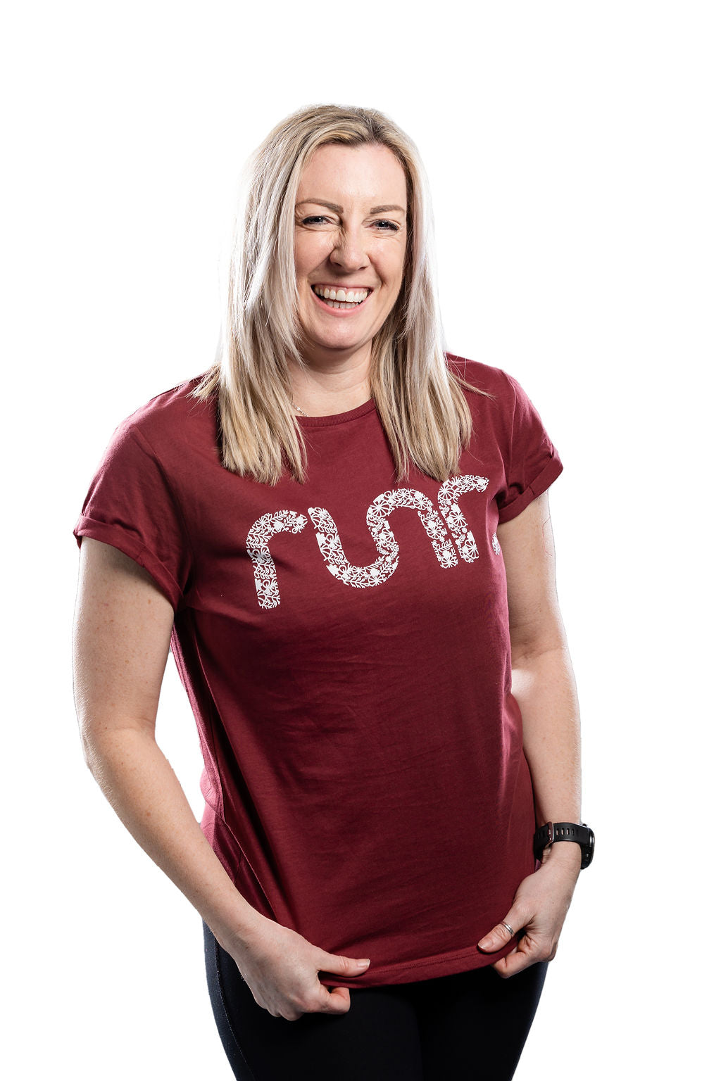 Floral Organic Runr T-shirt - Burgundy